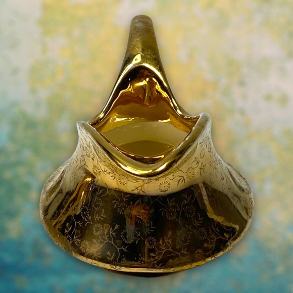 1940s-50s MCM 22k Gold Pearl China Co. Aladdin Sugar & Cream Set Hand Painted - Picture 3 of 10